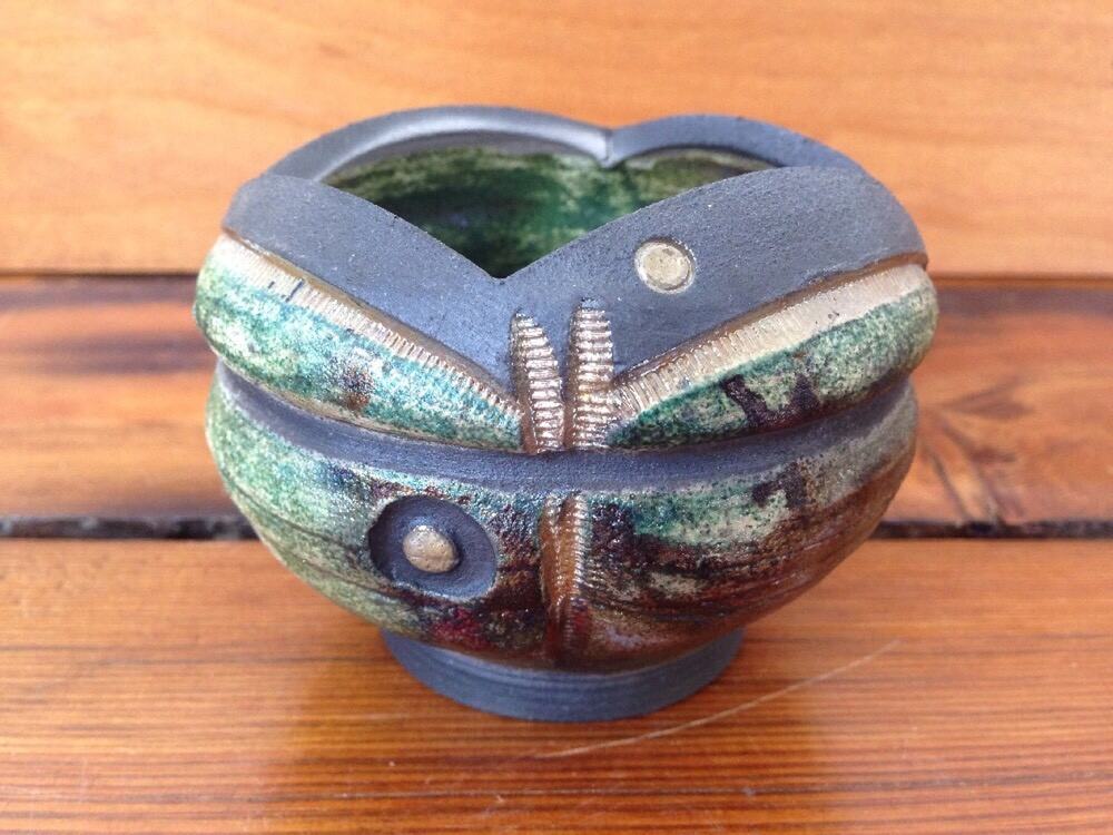 Modern Abstract Japanese Asian Style Matte Finish Art Studio Pottery Small Dish